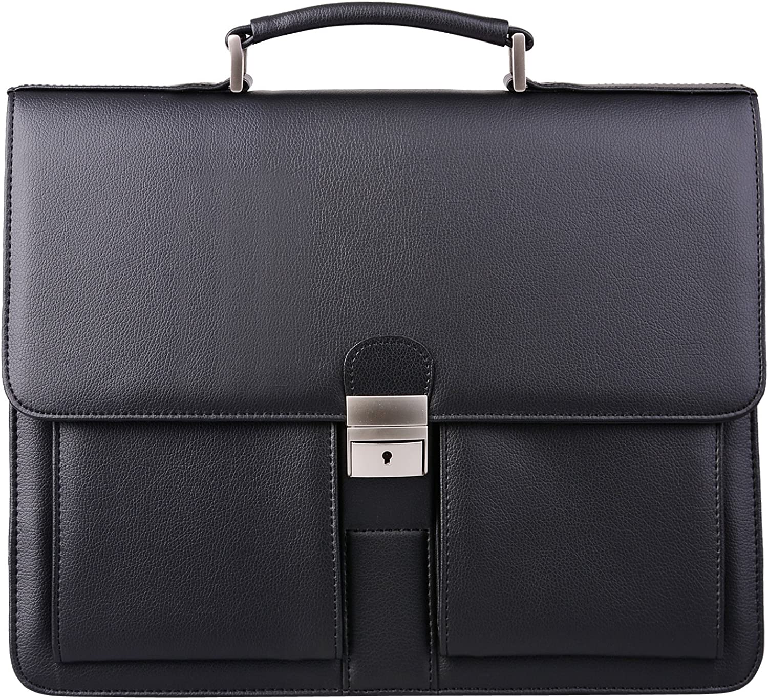 Jack&Chris Mens New PU Leather Attache Briefcase Traditional Messenger Lawyer Bag, MBYX015 - Image 1